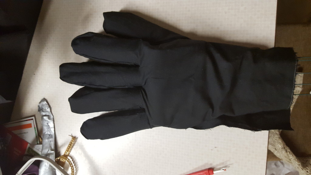 Completed glove pulled over the hand