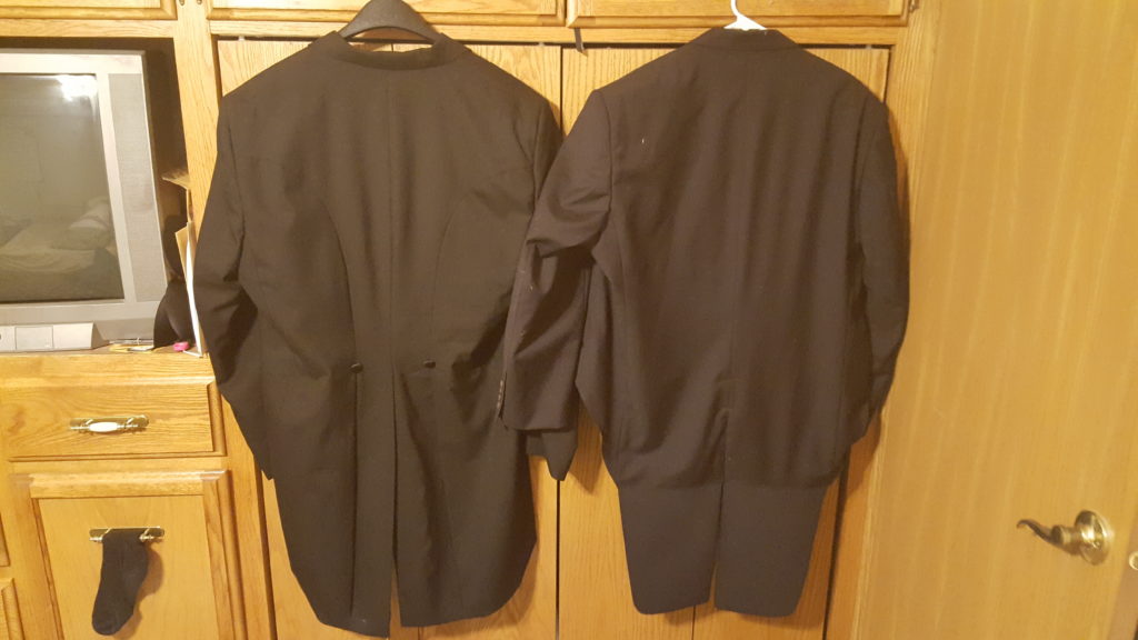 Rear View Left: Purchased tailcoat Right: Suit coat to tailcoat